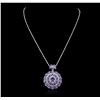 Image 1 : 14KT White Gold 12.68ctw Tanzanite and Diamond Pendant With Chain