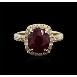 14KT Yellow Gold 4.95ct Ruby and Diamond Ring