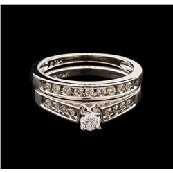 0.55ctw Diamond Wedding Ring Set - 14KT White Gold