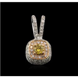 0.39ctw Fancy Yellow Diamond Pendant - 14KT Two-Tone Gold