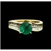 Image 1 : 18KT Yellow Gold 1.32ct Emerald and Diamond Ring