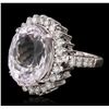 Image 2 : 14KT White Gold 24.09ct Kunzite and Diamond Ring
