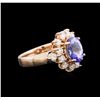 Image 2 : 2.08ct Tanzanite and Diamond Ring - 14KT Rose Gold