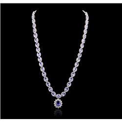 14KT White Gold 35.22ctw Tanzanite and Diamond Necklace