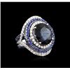 Image 2 : 18KT White Gold GIA Certified 14.21ctw Sapphire and Diamond Ring