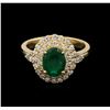 Image 1 : 1.45ct Emerald and Diamond Ring - 14KT Yellow Gold