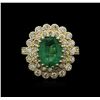 Image 1 : 14KT Yellow Gold 3.11ct Emerald and Diamond Ring