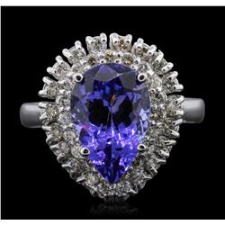 14KT White Gold 4.25ct Tanzanite and Diamond Ring