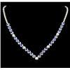 Image 1 : 14KT White Gold 11.52ctw Tanzanite and Diamond Necklace