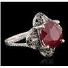 Image 2 : 14KT White Gold 6.87ct Ruby and Diamond Ring