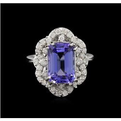 6.06ct Tanzanite and Diamond Ring - 14KT White Gold