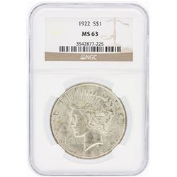 1922 NGC MS63 Peace Silver Dollar