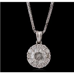 14KT White Gold 0.96ctw Diamond Pendant With Chain