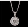 Image 1 : 14KT White Gold 0.96ctw Diamond Pendant With Chain