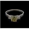 Image 1 : 1.21ctw Fancy Greenish Yellow Diamond Ring - 14KT White Gold