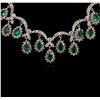 Image 2 : 14KT White Gold 6.50ctw Emerald and Diamond Necklace