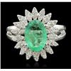 Image 1 : 14KT White Gold 1.53ct Emerald and Diamond Ring