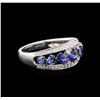 Image 2 : 1.39ctw Sapphire and Diamond Ring - 18KT White Gold