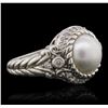 Image 2 : Sterling Silver Pearl and Cubic Zirconia Judith Ripka Ring