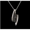 Image 1 : 1.34ctw Black Diamond Pendant With Chain - 18KT White Gold