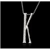 Image 1 : 14KT White Gold 0.21ctw Diamond Pendant With Chain