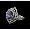 Image 2 : 14KT White Gold 4.04ct Tanzanite and Diamond Ring