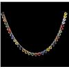 Image 2 : 33.50ctw Multi Color Sapphire Necklace - 14KT White Gold