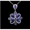 Image 2 : 14KT White Gold 18.01ctw Tanzanite and Diamond Pendant With Chain
