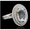 Image 2 : 14KT Two-Tone Gold 5.13ct Aquamarine and Diamond Ring