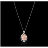 Image 2 : 14KT White Gold 15.77ct Coral and Diamond Pendant With Chain
