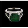 Image 1 : 5.35ct Emerald and Diamond Ring - 14KT White Gold