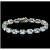 Image 1 : 14KT White Gold 18.87ctw Aquamarine and Diamond Bracelet