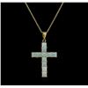 Image 2 : 1.50ctw Opal Cross Pendant With Chain - 14KT Yellow Gold