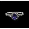 Image 1 : 0.80ct Tanzanite and Diamond Ring -14KT White Gold