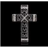 Image 1 : 14KT White Gold 0.08ctw Diamond Cross Pendant