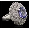 Image 2 : 14KT White Gold 3.32ct Tanzanite and Diamond Ring