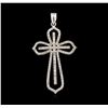 Image 1 : 1.00ctw Diamond Cross Pendant - 14KT White Gold