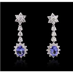 14KT White Gold 3.18ctw Tanzanite and Diamond Earrings
