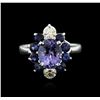 Image 1 : 14KT White Gold 1.90ct Tanzanite, Sapphire and Diamond Ring