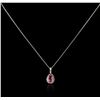 Image 2 : 14KT White Gold 1.63ct Pink Topaz and Diamond Pendant With Chain
