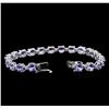 Image 3 : 13.00ctw Tanzanite and Diamond Bracelet - 14KT White Gold