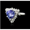 Image 2 : 14KT White Gold 4.82ct Tanzanite and Diamond Ring