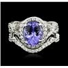 Image 1 : 14KT White Gold 2.37ct Tanzanite and Diamond Ring and Guard