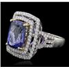 Image 2 : 14KT Two-Tone 6.65ct Tanzanite and Diamond Ring