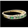 Image 2 : 10KT Yellow Gold 0.30ctw Emerald and Diamond Ring