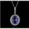Image 1 : 14KT White Gold 4.49ct Tanzanite and Diamond Pendant With Chain