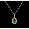 Image 2 : 1.60ct Emerald and Diamond Pendant With Chain - 14KT Yellow Gold