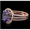 Image 2 : 14KT Rose Gold 2.92ct Tanzanite and Diamond Ring