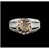 Image 1 : 3.54ct Morganite and Diamond Ring - 18KT White Gold