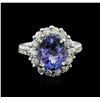 Image 1 : 14KT White Gold 3.82ct Tanzanite and Diamond Ring